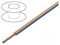Wire; H05V-K,LgY; stranded; Cu; 1mm2; PVC; orange-blue; 300V,500V BQ CABLE LGY1.0-OR/BL
