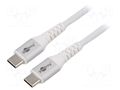 Cable; USB 2.0; USB C plug,both sides; 3m; white; 0.48Gbps; 60W; 3A Goobay GOOBAY-70195