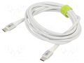 Cable; USB 2.0; USB C plug,both sides; 2m; white; silicone; 60W; 3A GOOBAY GOOBAY-70194