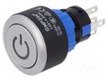 Switch: push-button; Pos: 2; SPDT; 0.5A/220VAC; 1A/12VDC; ON-(ON) ONPOW LAS1-AWY11ZT/G/12V