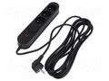 Plug socket strip: protective; Sockets: 3; 230VAC; 10A; black; 3m PLASTROL W-00012