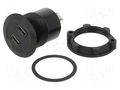 Adapter; for panel mounting,rear side nut; USB 2.0; Thread: M25 ONPOW MICRO-USB-03-BK