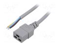 Cable; 3x1.5mm2; IEC C19 female,wires; PVC; Len: 1.8m; grey; 16A LIAN DUNG SN26-3/15/1.8GY