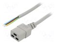 Cable; 3x1.5mm2; IEC C19 female,wires; PVC; Len: 2m; grey; 16A; 250V LIAN DUNG SN26-3/15/2GY