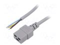 Cable; 3x1.5mm2; IEC C19 female,wires; PVC; Len: 5m; grey; 16A; 250V LIAN DUNG SN26-3/15/5GY