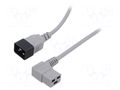 Cable; 3x1.5mm2; IEC C19 female angled,IEC C20 male; PVC; 1m LIAN DUNG WN116-3/15/1GY