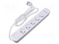 Extension lead; 3x1mm2; Schuko; Sockets: 7; PVC; white; 1.5m; 16A PLASTROL W-30003