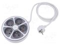 Extension lead; 3x1mm2; Schuko; Sockets: 5; PVC; white; 2m; 16A PLASTROL W-30014