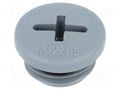 Stopper; M12; 1.5; IP68; polyamide; grey; Entrelec; Thread: metric TE Connectivity 1SNG620002R0000