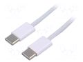 Cable; USB 2.0; USB C plug,both sides; nickel plated; 1m; white AKYGA AK-USB-51