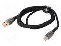 Cable; USB A plug,USB C plug; 1m; black; grey (dark); textile BASEUS CB000024