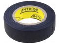 Tape: textile; W: 19mm; L: 10m; Thk: 0.29mm; caoutchouc; black; 15% ANTICOR ANC-160-19-10M