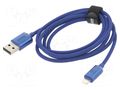 Cable; USB 2.0; Apple Lightning plug,USB A plug; 1.2m; blue; 2.4A BASEUS CAJY000003