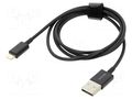 Cable; Apple Lightning plug,USB A plug; 1m; black; textile; 2.4A BASEUS CALYS-A01