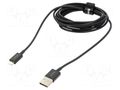 Cable; Apple Lightning plug,USB A plug; 2m; black; textile; 2.4A BASEUS CALYS-C01