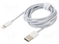 Cable; Apple Lightning plug,USB A plug; 2m; white; textile; 2.4A BASEUS CALYS-C02