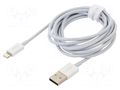 Cable; Apple Lightning plug,USB A plug; 2m; white; 2.4A BASEUS CALYS-C02