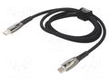 Cable; USB C plug,both sides; 1m; black; grey; textile; 100W BASEUS CB000025