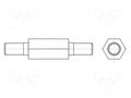 Screwed spacer sleeve; 12mm; Ext.thread: M3; hexagonal; brass HARWIN R30-4001202