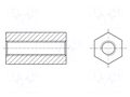 Screwed spacer sleeve; hexagonal; polyamide; M3; L: 20mm; natural HARWIN R30-1612000