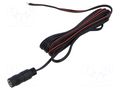 Cable; 2x0.5mm2; wires,DC 5,5/2,1 socket; straight; black; 2m SUNNY ECJ20F2155STST