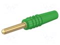 Connector: 2mm banana; plug; 10A; 30VAC; 60VDC; green; gold-plated STÄUBLI SLS2-S-25