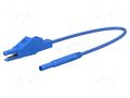 Test lead; 10A; banana plug 2mm,crocodile clip; insulated; blue STÄUBLI XALF-10023