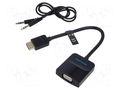 Converter; HDMI plug,VGA female; Full HD 1080p; 0.15m; black; ABS VENTION 42444