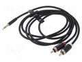 Cable; Jack 3.5mm 3pin plug,RCA plug x2; 1.5m; textile VENTION BCPBG