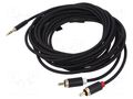 Cable; Jack 3.5mm 3pin plug,RCA plug x2; 5m; textile VENTION BCPBJ