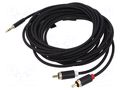 Cable; Jack 3.5mm 3pin plug,RCA plug x2; 5m; textile VENTION BCPBJ