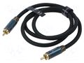 Cable; RCA plug,both sides; 1m; Plating: gold-plated; black VENTION BCTGF