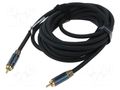 Cable; RCA plug,both sides; 5m; Plating: gold-plated; black VENTION BCTGJ