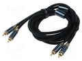 Cable; RCA plug x2,both sides; 5m; Plating: gold-plated; black VENTION BCUGJ