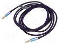 Cable; Jack 3.5mm 3pin plug,both sides; 2m; Plating: gold-plated VENTION BKAVH
