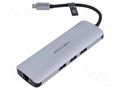 Hub USB; USB 3.0; grey; Number of ports: 9; 0.1m; ABS,aluminium VENTION CGNHA