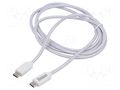 Cable; USB 2.0; USB C plug,both sides; 1.5m; white; PVC; textile SUNNY PCUCUCRC15WSEMIC