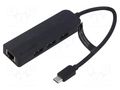 Hub USB; USB 2.0; black; Number of ports: 5; 0.15m; ABS VENTION TGOBB