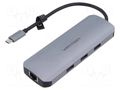 Hub USB; OTG,USB 3.0; PnP; grey; Number of ports: 9; 0.15m VENTION TOLHB