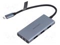 Hub USB; HDMI socket,microSD,SD,USB A socket x3,USB C plug VENTION TOOHB