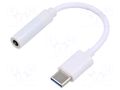 Cable; USB 3.1; Jack 3.5mm socket,USB C plug; 0.12m; white SAVIO SAVAK-35