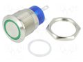Switch: vandal resistant; Pos: 2; SPST-NO; 3A/250VAC; IP67; green TE Connectivity 1-2213767-5