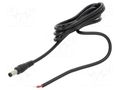 Cable; 2x0.5mm2; DC 5,5/2,5 plug; straight; black; 1.5m; -20÷80°C POS POSDC-Y-P25S-1.5