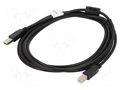 Cable; USB 2.0; USB A plug,USB B plug; gold-plated; 3m; black LANBERG CA-USBA11CC-0030BK