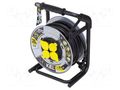 Extension lead; 3x2.5mm2; reel,with non-rotating sockets; black KEL W-99533