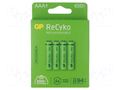 Re-battery: Ni-MH; AAA,R3; 1.2V; 650mAh; ReCyko; blister; Ready2Use GP ACCU-65AAAHCE-GPB4