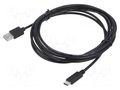 Cable; USB 2.0; USB A plug,USB C plug; gold-plated; 3m; black LANBERG CA-USBO20CU-0030BK