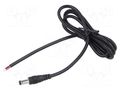 Cable; 2x0.5mm2; DC 5,5/2,1 plug; straight; black; 1m; -20÷80°C POS POSDC-Y-P21S-1.0