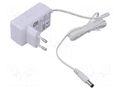 Power supply: switching; mains,plug-in; 12VDC; 1.5A; 18W; 85.45% POS POS12150A-WH-H