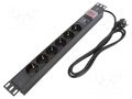 Plug socket strip: protective; Sockets: 6; 250VAC; 16A; black QOLTEC QS-54601
